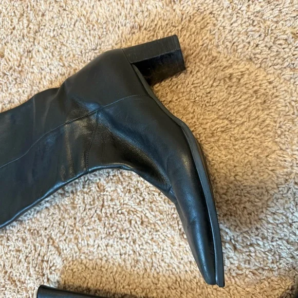 Stuart Weitzman Y2K Leather Stacked Heel Boots Size 8 - Picture 6 of 10